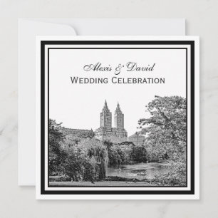 Invitation NYC Central Pk Lake San Remo Mariage SQ Etched