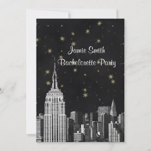 Invitation NYC ESB Skyline Gravé Étoile Noir Célibataire V