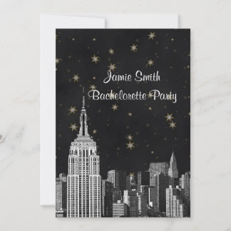Invitation NYC ESB Skyline Gravé Étoile Noir Célibataire V