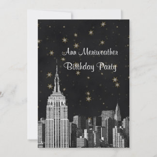 Invitation NYC ESB Skyline Gravé Étoile Noire Anniversaire V