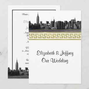 Invitation NYC large Skyline Etched BW Gold GK #5 Mariage