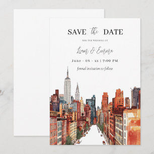 Invitation NYC New York City aquarelle vintage save the date