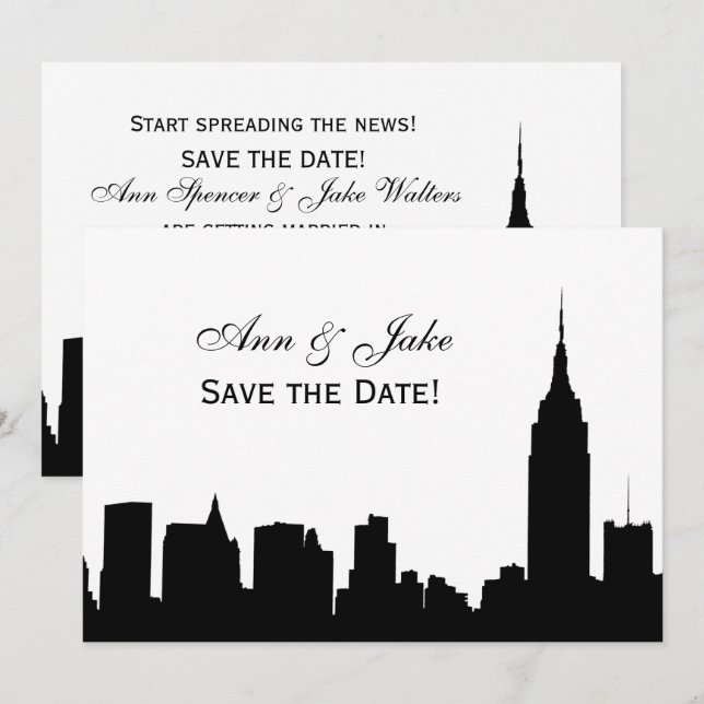 Invitation NYC Silhouette Large DIY Fond de Couleur Enregistr (Devant / Derrière)