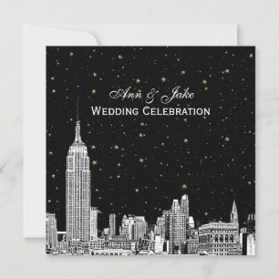 Invitation NYC Skyline 01 Etch Starry do-it-yourself BG Color