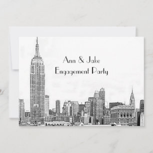 Invitation NYC Skyline 01 Etched Wht Engagement Party