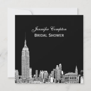 Invitation NYC Skyline 01 Gravé DIY Fond de Couleur SQ Enterr