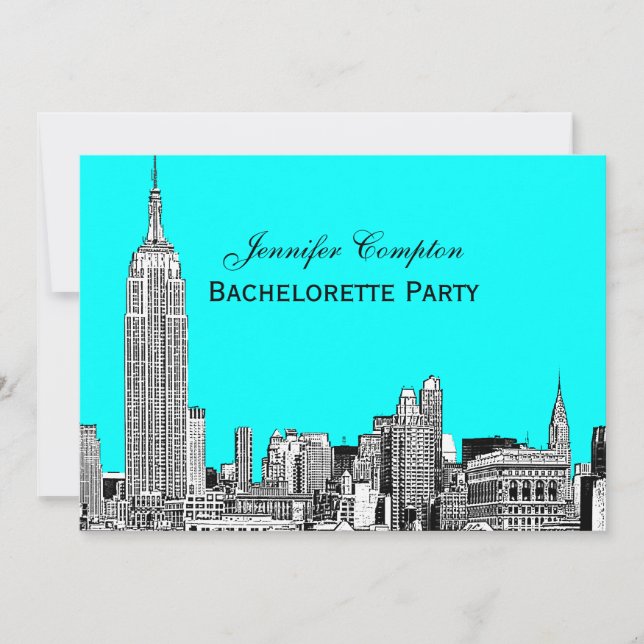 Invitation NYC Skyline 01 Gravé Fond de couleur DIY Enterreme (Devant)