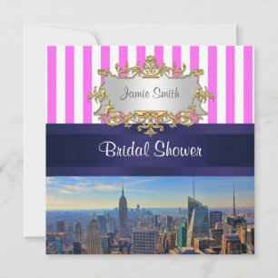 Invitation NYC Skyline B2 Fête des mariées en bande blanche r