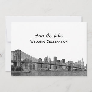 Invitation NYC Skyline Bklyn Bridge Etched #2H Mariage
