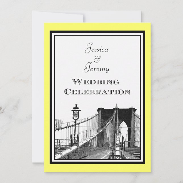 Invitation NYC Skyline Brooklyn Bridge #1 Etched Mariage (Devant)