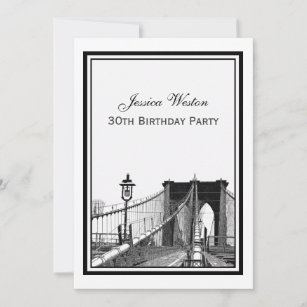 Invitation NYC Skyline Brooklyn Bridge #2 fête d'anniversaire