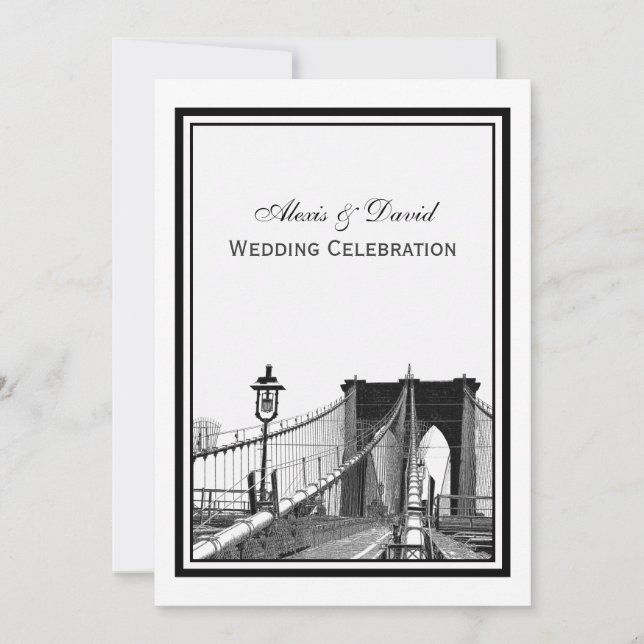 Invitation NYC Skyline Brooklyn Bridge #2 Mariage (Devant)