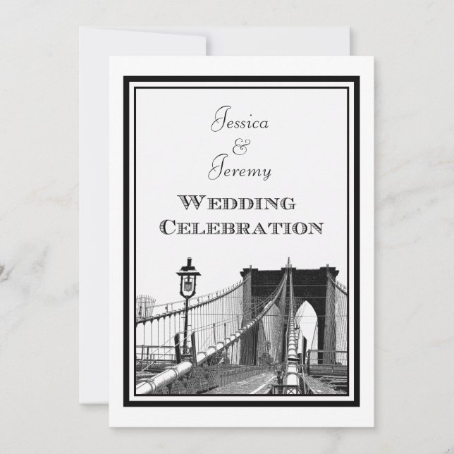 Invitation NYC Skyline Brooklyn Bridge #2 Mariage DIY (Devant)