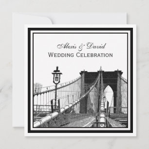 Invitation NYC Skyline Brooklyn Bridge #2 SQ Mariage