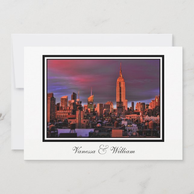 Invitation NYC Skyline ESB Surreal Sunset Wedding Invite (Devant)