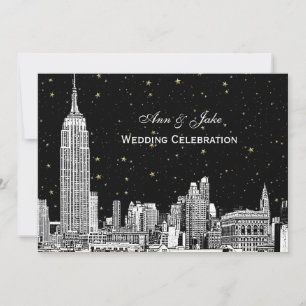 Invitation NYC Skyline Etch Starry do-it-yourself BG Wedding 