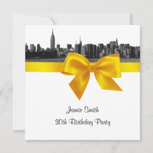 Invitation NYC Skyline large Etch BW jaune Anniversaire Pty S