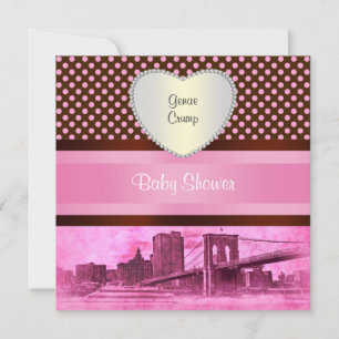 Invitation NYC Skyline Pont de Brooklyn Bateau Baby Shower 3H