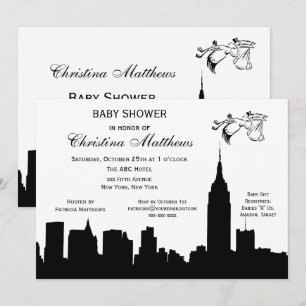 Invitation NYC Skyline Silhouette Baby shower Stork