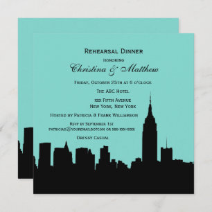 Invitation NYC Skyline Silhouette Dîner de répétition SQ