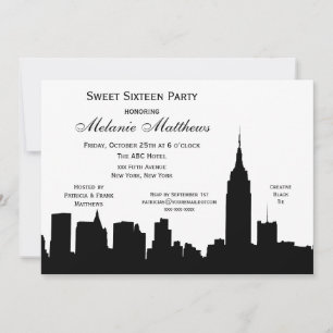 Invitation NYC Skyline Silhouette Sweet sixteen