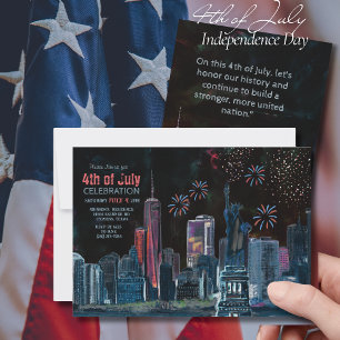 Invitation NYC Skyline Starry Night 4 juillet Célébration