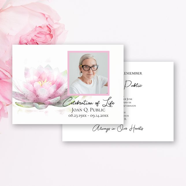 Invitation Nymphéa rose aquarelle célébration de la vie (Créateur téléchargé)