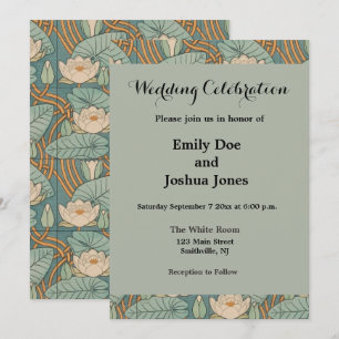 Invitation Nymphéas Art Nouveau Naturel