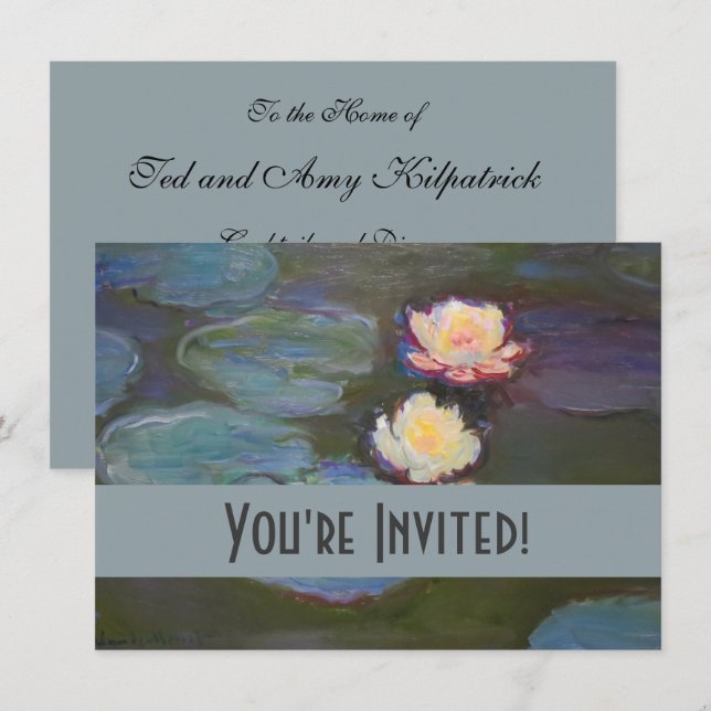 Invitation Nymphéas de Monet Étang aux Nymphéas Peinture de N (Devant / Derrière)