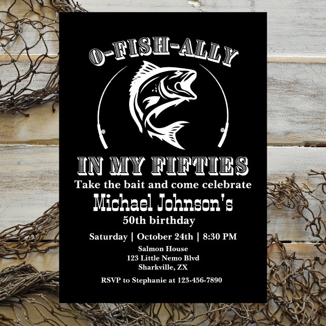 Invitation O-fish-ally dans ma cinquantaine 50e fête d'annive (Créateur téléchargé)