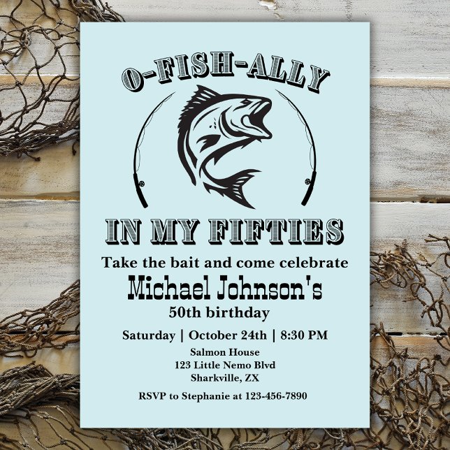 Invitation O-fish-ally dans ma cinquantaine 50e fête d'annive (Créateur téléchargé)