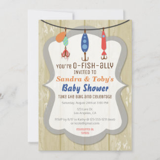 Invitation O-FISH-ALLY Fishing Baby Shower - Tan