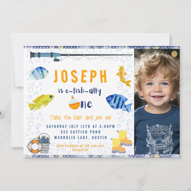 Invitation O Fish Ally One Fishing 1er Anniversaire Photo (Devant)