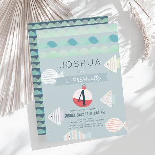 Invitation O-fish-ally One Fishing Boy Anniversaire Invitatio