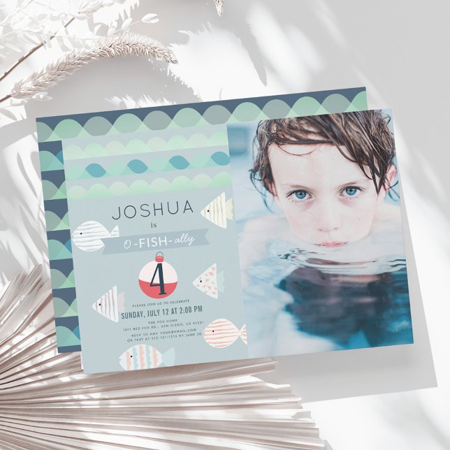 Invitation O-fish-ally One Fishing Boy Birthday Photo (Créateur téléchargé)