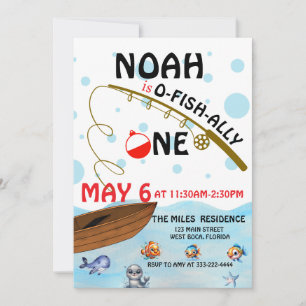 Invitation O-fish-ally one Pêche 1er anniversaire