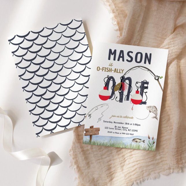 Invitation O-Fish-ally One Pêche premier anniversaire (Créateur téléchargé)