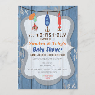 Invitation O-FISH-ALLY pêchant l'invitation de baby shower