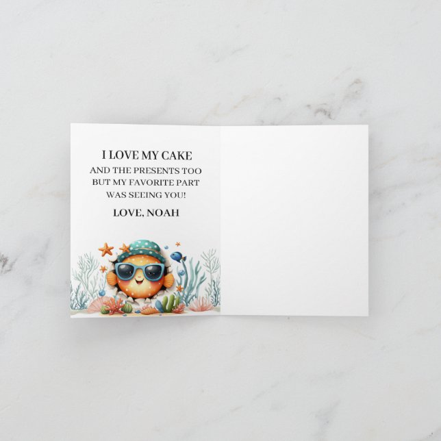 Invitation O-Fish-Ally The Big One Fishing Anniversaire merci (Intérieur)