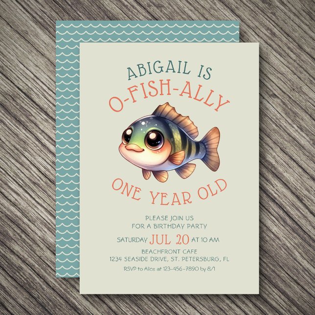 Invitation O-fish-ally Un 1er anniversaire ou n'importe quel  (Créateur téléchargé)