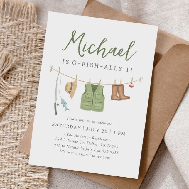 Invitation O-Fish-Ally Une pêche 1er anniversaire (Créateur téléchargé)