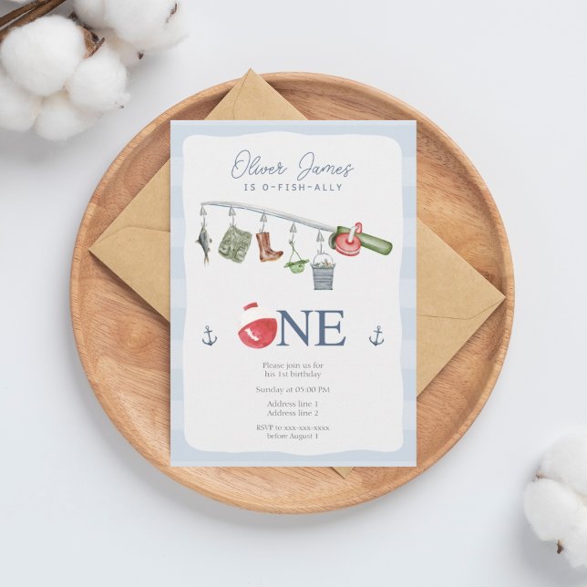 Invitation O-fish-ally une pêche 1er anniversaire garçon (Créateur téléchargé)