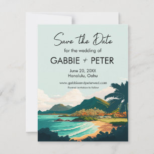 Invitation Oahu Hawaii Beach Wedding Enregistrer la date