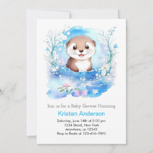 Invitation Oasis d'aquarelle de mignonne Otter Baby shower ga