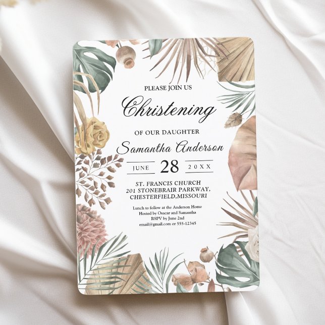 Invitation Oasis d'aquarelle moderne Fleurs et Feuille Cadre (Créateur téléchargé)