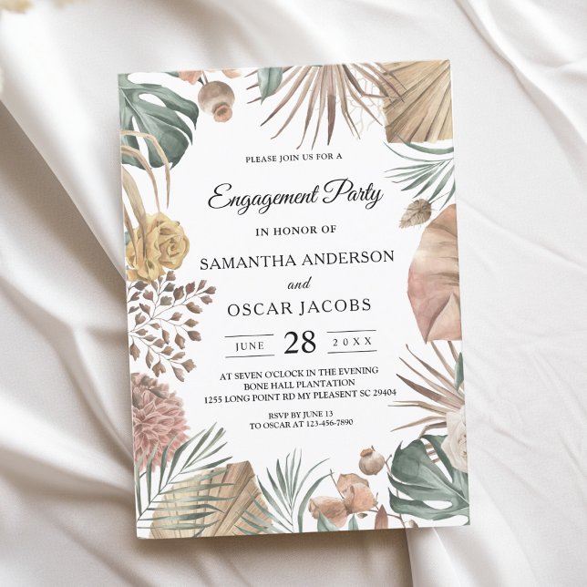 Invitation Oasis d'aquarelle moderne Fleurs et Feuille Cadre (Créateur téléchargé)