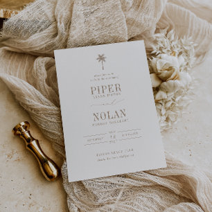 Invitation OASIS Palmier Taupe Mariage