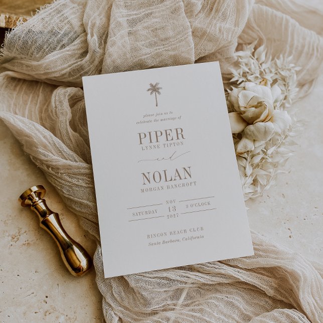 Invitation OASIS Palmier Taupe Mariage (Créateur téléchargé)