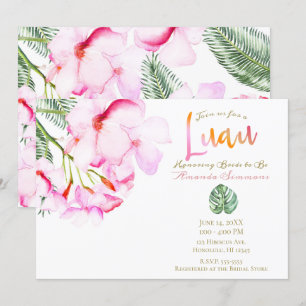 Invitation Oasis tropical Pink Green Fête de l'mariée hawaïen