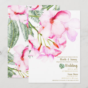 Invitation Oasis Tropical Rose Vert Floral Hawaïen Mariage